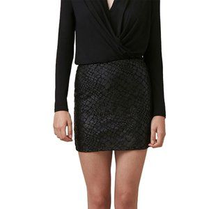 Krisa NWT Black Snake Print Textured Mini Skirt Size Medium